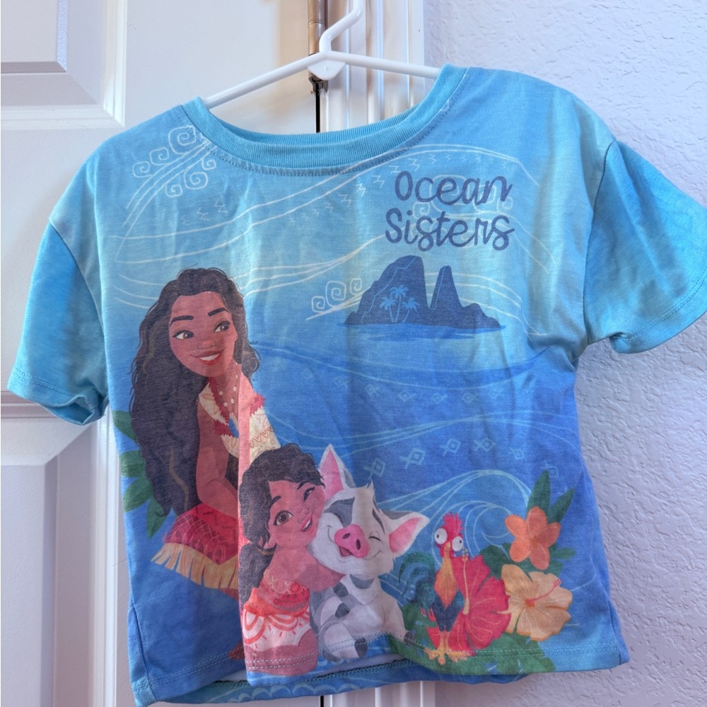 Disney 3T Ocean Moana Sisters Blue Kids Tee